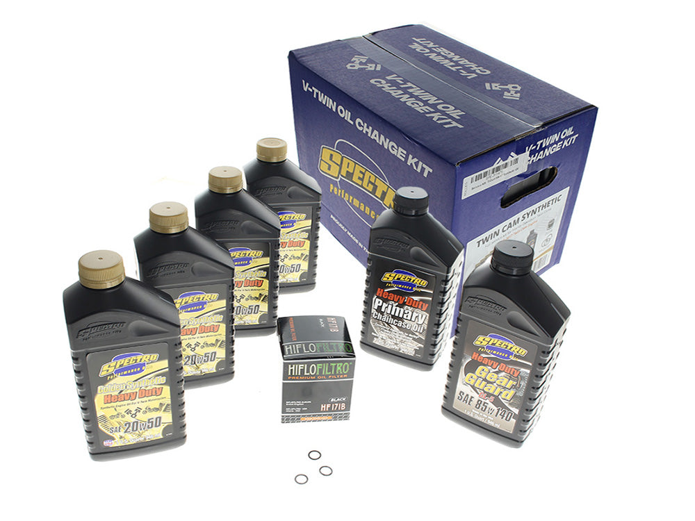 Oil Change Service Kit with Synthetic Heavy Duty Engine Oil - Fits Twin Cam 1999-2017 – Spectro Oils