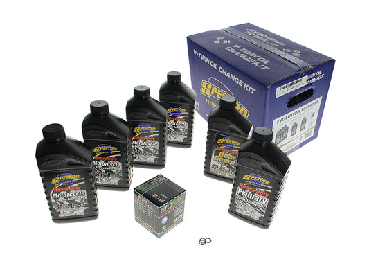 Oil Change Service Kit with Premium Heavy Duty Engine Oil - Fits Evolution Big Twin 1984-1999 – Spectro Oils